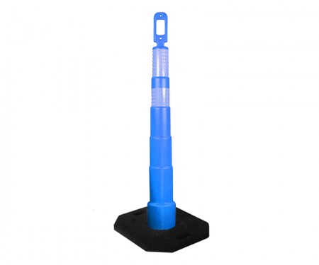 Cortina Grip n Go blue traffic channelizer cone with 2 reflective (6) 4 inch collar, high intensity 30 lb rectangle base, and 42 inch height Cortina Grip n Go blue traffic channelizer cone with 2 reflective (6) 4 inch collar, high intensity 30 lb rectangle base, and 42 inch height