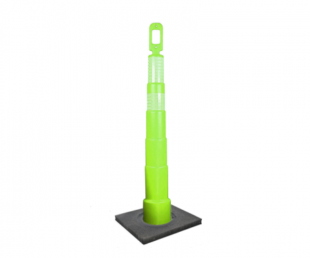 Cortina Grip n Go lime green traffic channelizer cone with 2 reflective (6) 4 inch collar, 10 lb square base, and 42 inch height Cortina Grip n Go lime green traffic channelizer cone with 2 reflective (6) 4 inch collar, 10 lb square base, and 42 inch height