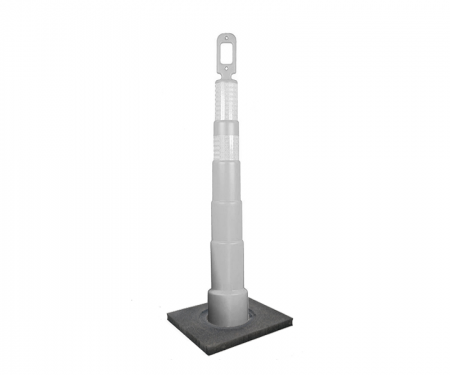 Cortina Grip n Go white traffic channelizer cone with (6) 4 inch collars, high intensity 10 lb square base, and 42 inch height Cortina Grip n Go white traffic channelizer cone with (6) 4 inch collars, high intensity 10 lb square base, and 42 inch height