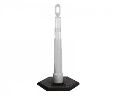 Cortina Grip n Go white traffic channelizer cone with (6) 4 inch collars, high intensity 16 lb hexagon base, and 42 inch height Cortina Grip n Go white traffic channelizer cone with (6) 4 inch collars, high intensity 16 lb hexagon base, and 42 inch height