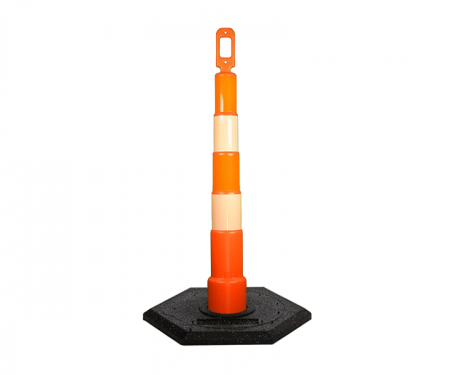 Cortina Grip n Go traffic channelizer cone with 4 reflective 6 inch collar, engineer grade 16 lb hexagon base, and 42 inch height Cortina Grip n Go traffic channelizer cone with 4 reflective 6 inch collar, engineer grade 16 lb hexagon base, and 42 inch height