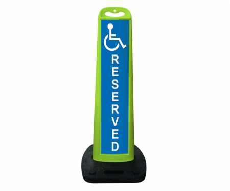 Trailblazer vertical traffic panel sign, Reserved for Handicap, Black/Blue/Lime Green Trailblazer vertical traffic panel sign, Reserved for Handicap, Black/Blue/Lime Green