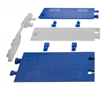 diagram of linebacker cable protector ada kit, ramps highlighted in blue