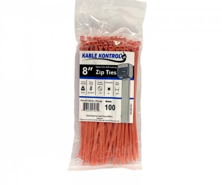 100 7" Inch Long 50# Pound ORANGE Nylon Cable Zip Ties Ty Wraps MADE IN THE USA 