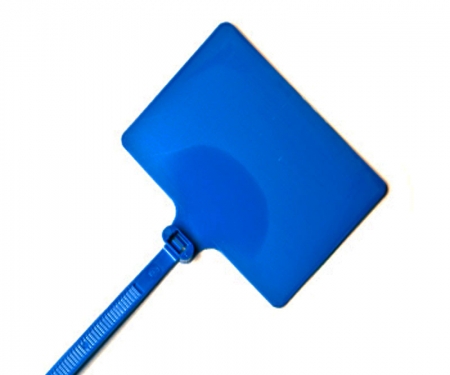 blue flag top zip tie, 2 inches by 3 inches