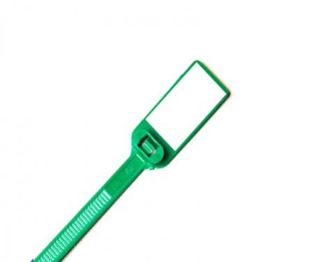 1-1/4 inch x 5/8 inch green write on flag tie 6 inch long