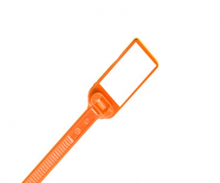 1-1/4 inch x 5/8 inch orange write on flag tie 6 inch long