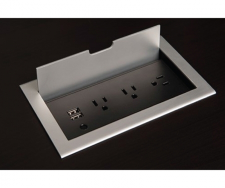Silver recessed flip cover power grommet