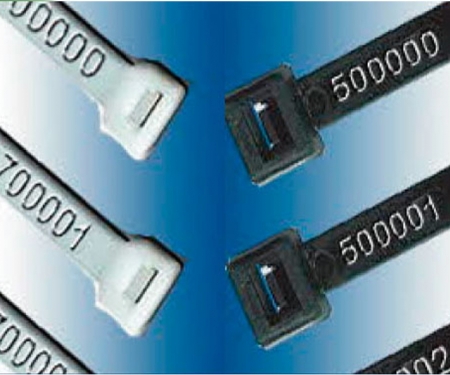custom marked cable ties with hot stamped numbers on black and natural zip ties