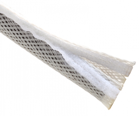 Flexo wrap braided sleeving, white