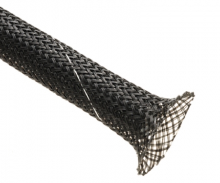 Halar braided sleeving, Black/white Halar braided sleeving, Black/white