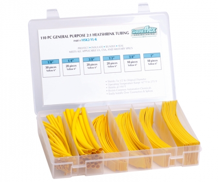 3:1 Heat shrink kit, yellow, multi sizes 3:1 Heat shrink kit, yellow, multi sizes