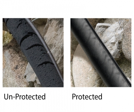 techflex hvac foam protective wrap sleeving product in use side by side with unprotected hvac foam that is rotting techflex hvac foam protective wrap sleeving product in use side by side with unprotected hvac foam that is rotting