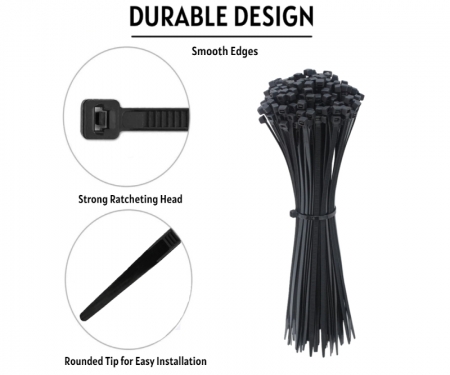 1000 x 6" Black Cable Ties Straps Reusable Hook Loop Wire Strap Tie 