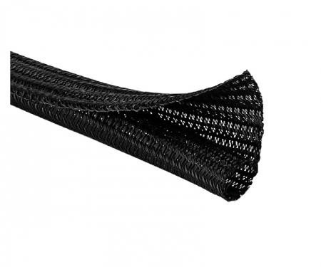 Black Self Closing Velcro Braided Cable Wrap , Flexible Velcro Wire Cover