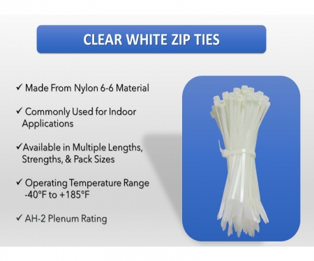 50 Piece 24" Inch Long 175# Pound NATURAL WHITE Nylon Cable Zip Ties Wrap USA 