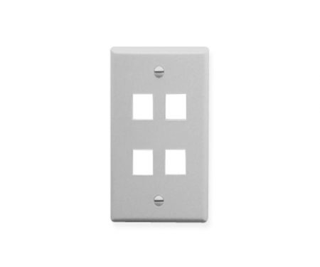 4 Keystone port wall plate in white