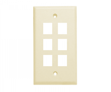Keystone almond 6 port wall plate