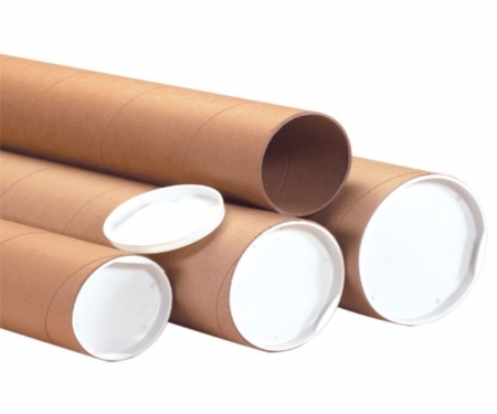 Kraft Mailing Tubes with End Caps - 3 x 26, .080 thick