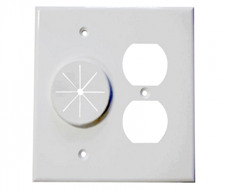 White duplex receptacle and wireport, mldr2g-gr10-wh White duplex receptacle and wireport, mldr2g-gr10-wh