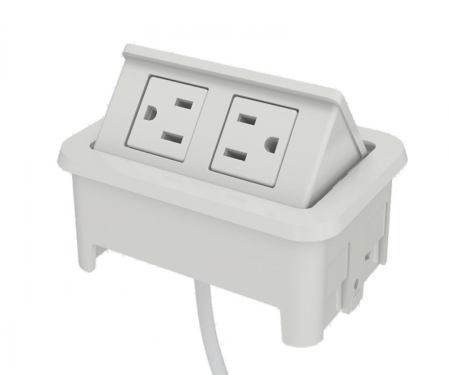 White nacre 2-port open power and data grommet with 2 ac power and 72 White nacre 2-port open power and data grommet with 2 ac power and 72