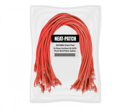 Cable Manager Organizer w/24x 2' Red Patch cords