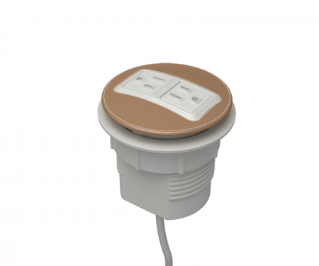 Camel leather parchment powder node power and data desk grommet with 2 ac power and 72