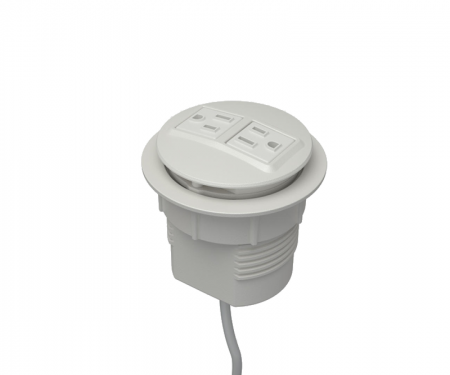 Parchment powdercoat node power and data desk grommet with 2 ac power and 72