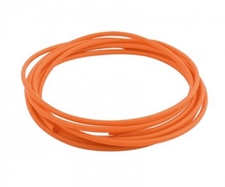 Rolled up cut lengths of 2:1 heat shrink tubing, Orange