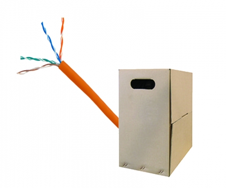 Orange rj45 network cable spool