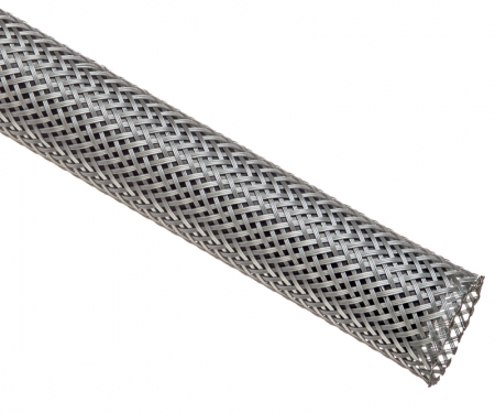 Flexo wrap braided sleeving, platinum gray