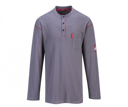 portwest fr02gr bizflame henley flame resistant shirt