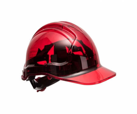 Portwest Hard Hat Translucent Peak View Non Vented Pv64 Red
