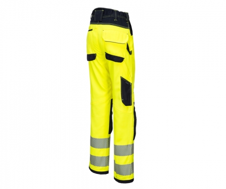 Hi Vis Visible Portwest Trousers Safety Work Durable Polyester Reflective Piping 
