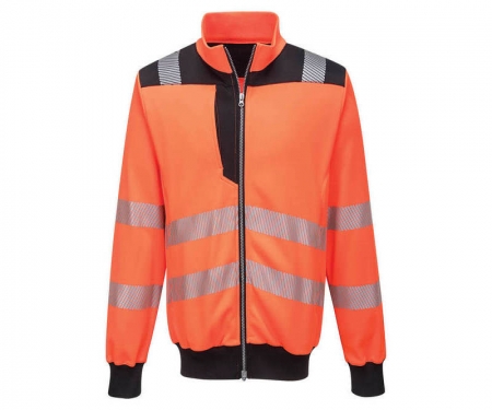 portwest pw370or hi vis zipped sweatshirt