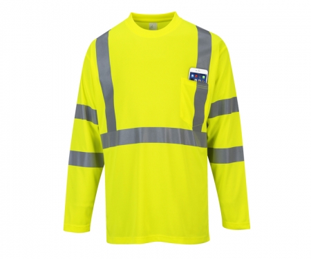 portwest s191yl hi vis long sleeve pocket t shirt