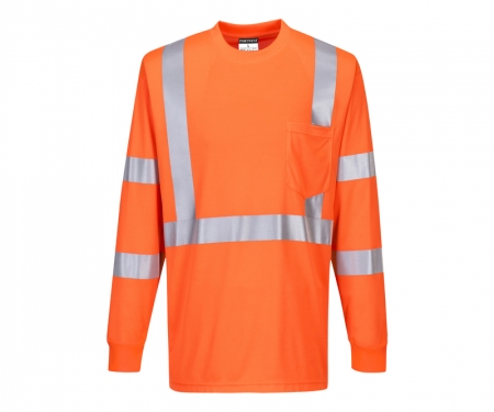 portwest s192or hi vis long sleeve t shirt rib cuff