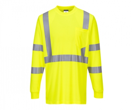 portwest s192yl hi vis long sleeve t shirt rib cuff