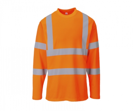 portwest s278or hi vis long sleeve cotton t shirt