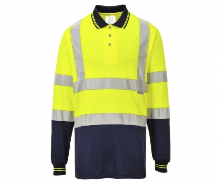 portwest s279yl hi vis long sleeve two tone polo