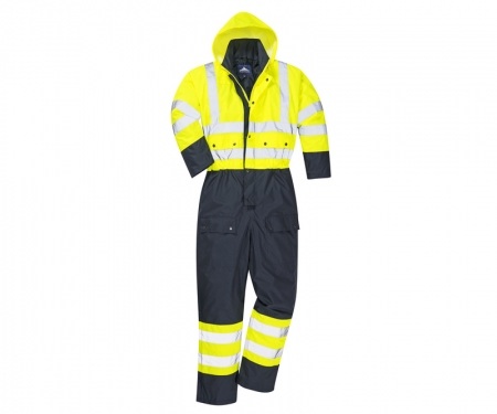 s485 portwest class 3 hi vis coveralls in yellow navy colour