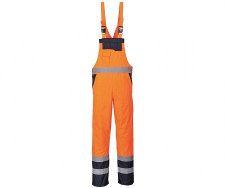portwest s488or hi vis bib overall pants unlined_