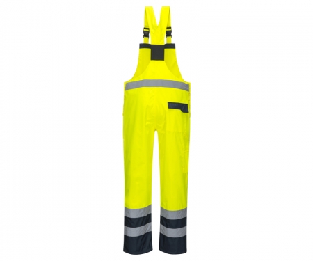 portwest s488yl reverse hi vis bib overall pants unlined_
