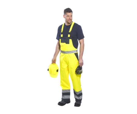 Portwest-Hi-Vis Contraste Safety Workwear Bib & Brace Dungarees-non doublée