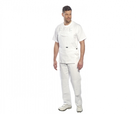 portwest s810 gallery2 white cotton painter bib