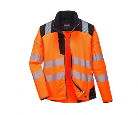 t402 portwest vision hi vis softshell jacket in orange t402 portwest vision hi vis softshell jacket in orange
