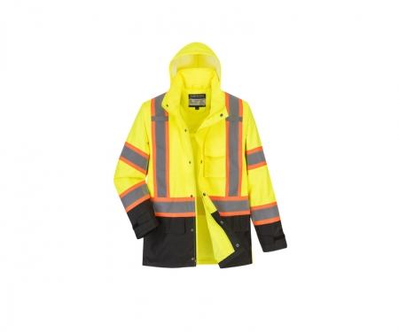 portwest us361 hi vis raincoat contrast material
