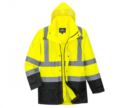 Portwest Corporate Traffic Jacket Waterproof Hooded Rain Work Wear S437 