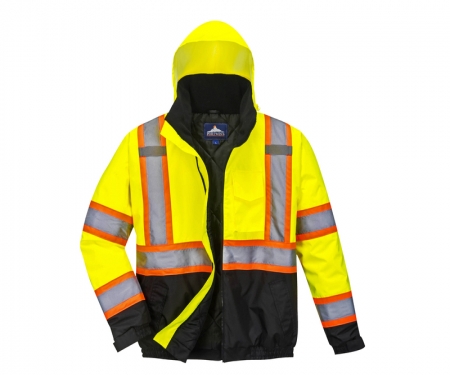 portwest us367 gallery1 hi vis bomber jacke polyester with fleece