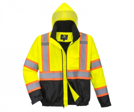 portwest us367 gallery2 hi vis bomber jacke polyester with fleece